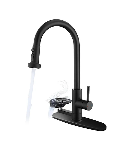 Phying 3 in 1 Kitchen Faucet With Press Type Glass Rinser High Arc Pull Down Sprayer Faucet 3 Function Spray Mode Modern Single Handle Sink Faucet