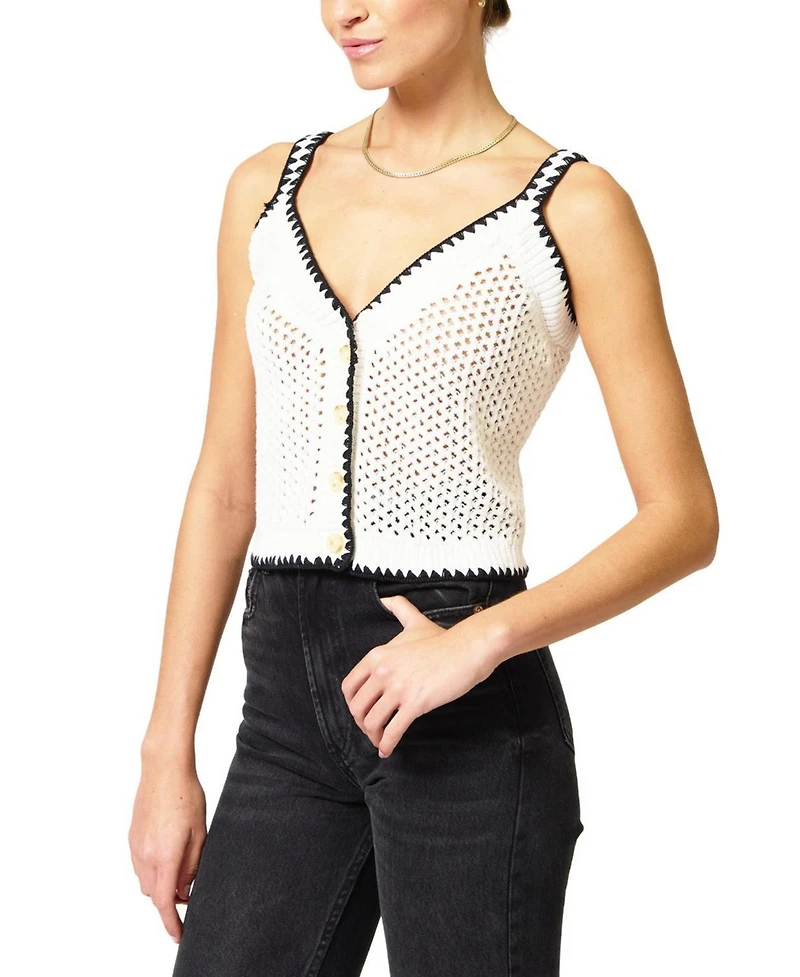 Central Park West Women's Noa Crochet Button Tank