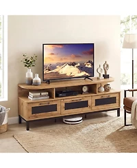 Slickblue Modern Tv Stand with 3 Drawers and Open Shelves
