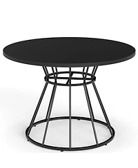 Slickblue Farmhouse Style Round Dining Table 47 Inch Wooden Top for 4 Seats
