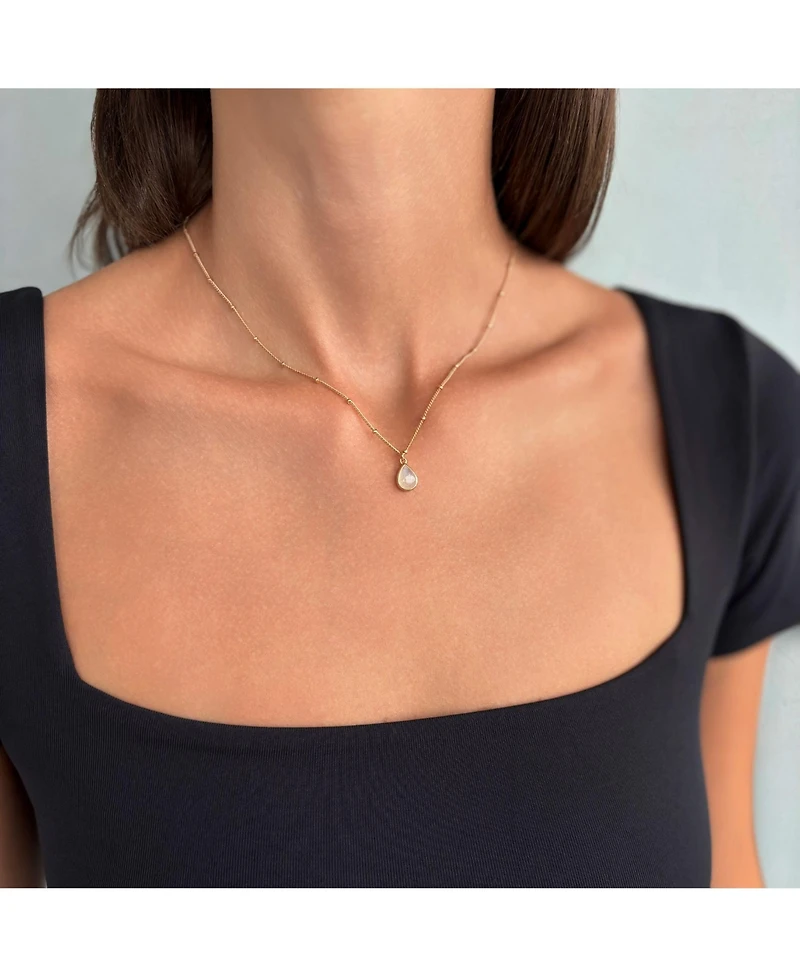 Adornia Fine 14k Gold Plated Pear Moonstone Pendant Necklace