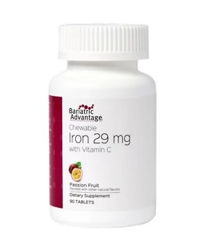 Bariatric Advantage Chewable Iron 29 Mg For Bariatric Surgery Patients Iron With Vitamin C No Iron Taste Ferrous Fumarate 90 Count