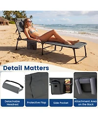 Sugift Set of 2 Portable Chaise Lounge Chairs with 4-Position Adjustable Backrest
