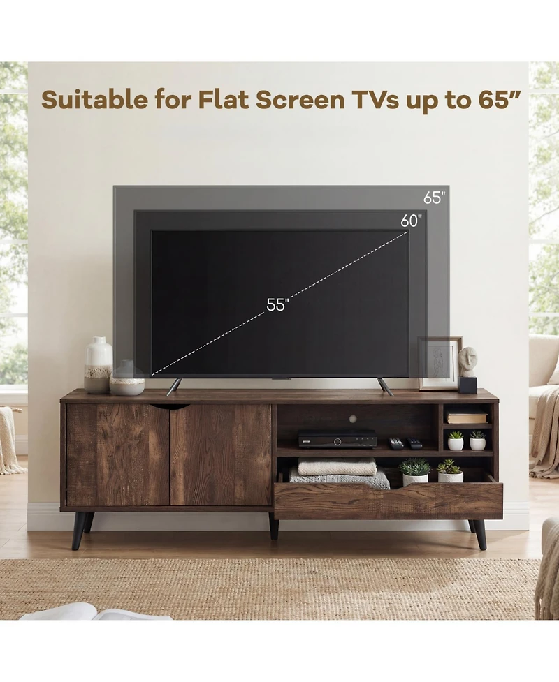 Slickblue Tv Stand for 65" TVs Rustic Entertainment Cabinet