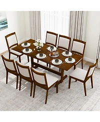 Slickblue Wooden Kitchen Dining Table for 6-8 People with Rubber Wood Legs