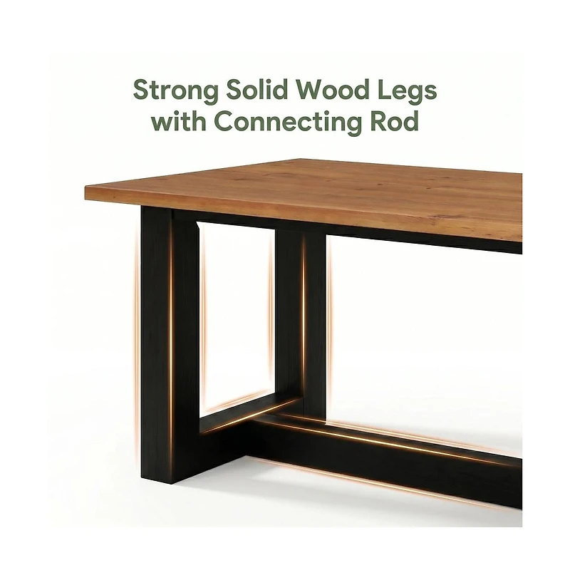 Tribesigns 63" Farmhouse Rectangle Wood Kitchen Dining Table for 6 Peoples with Sturdy Geometric Legs