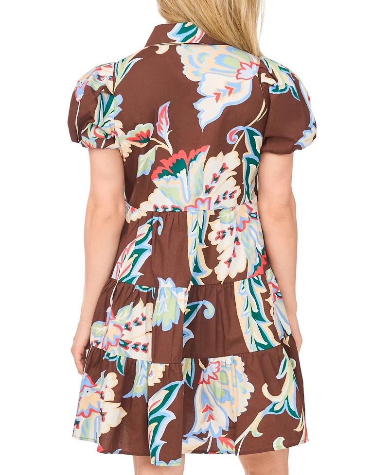 Msk Petite Collared Short-Sleeve Dress
