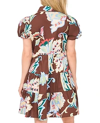 Msk Petite Collared Short-Sleeve Dress