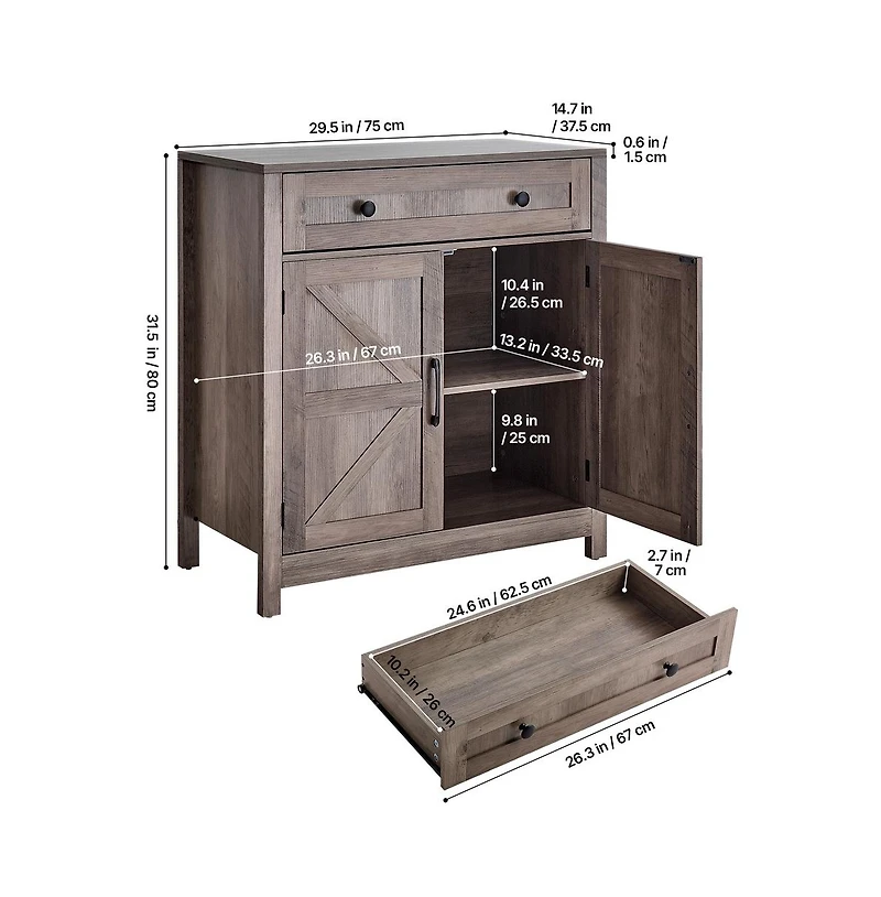Sugift Coffee Bar Cabinet Farmhouse Coffee Bar Table with Drawer
