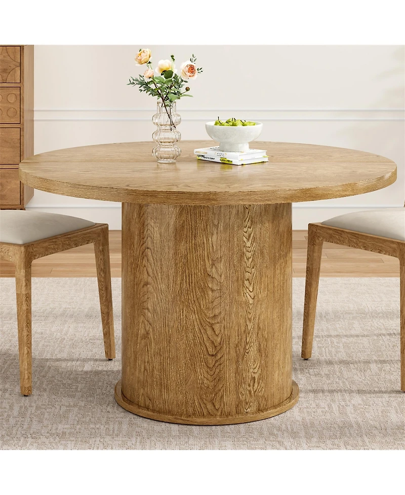 Clihome 43" Round Dining Table Wooden Table for Dining Room