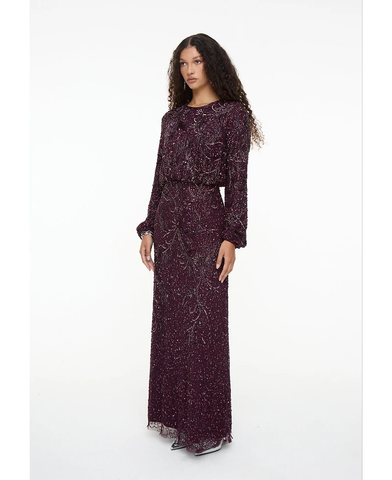 Maryisa Women's Modest Embellished Sequin Dress
