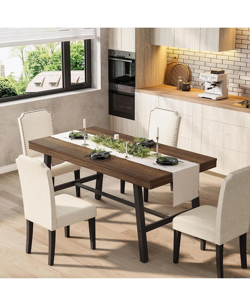 homfan Industrial Dining Table for 2-4 – 55" Heavy Duty Rectangular Kitchen Table with Metal Legs, Non-Extendable for Small Spaces