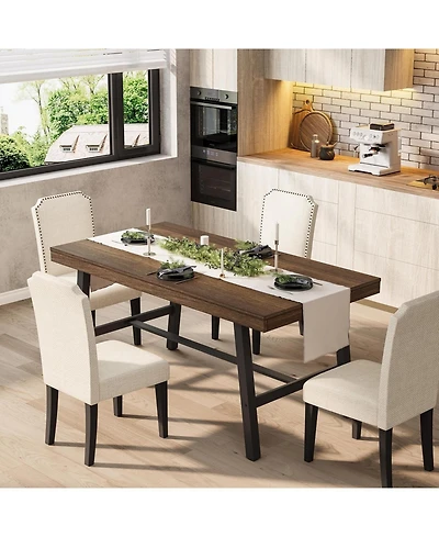 homfan Industrial Dining Table for 2-4 – 55" Heavy Duty Rectangular Kitchen Table with Metal Legs, Non-Extendable for Small Spaces