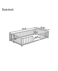 Rainsken Floor Bed with Rails, Montessori Floor Bed, Central Entrance