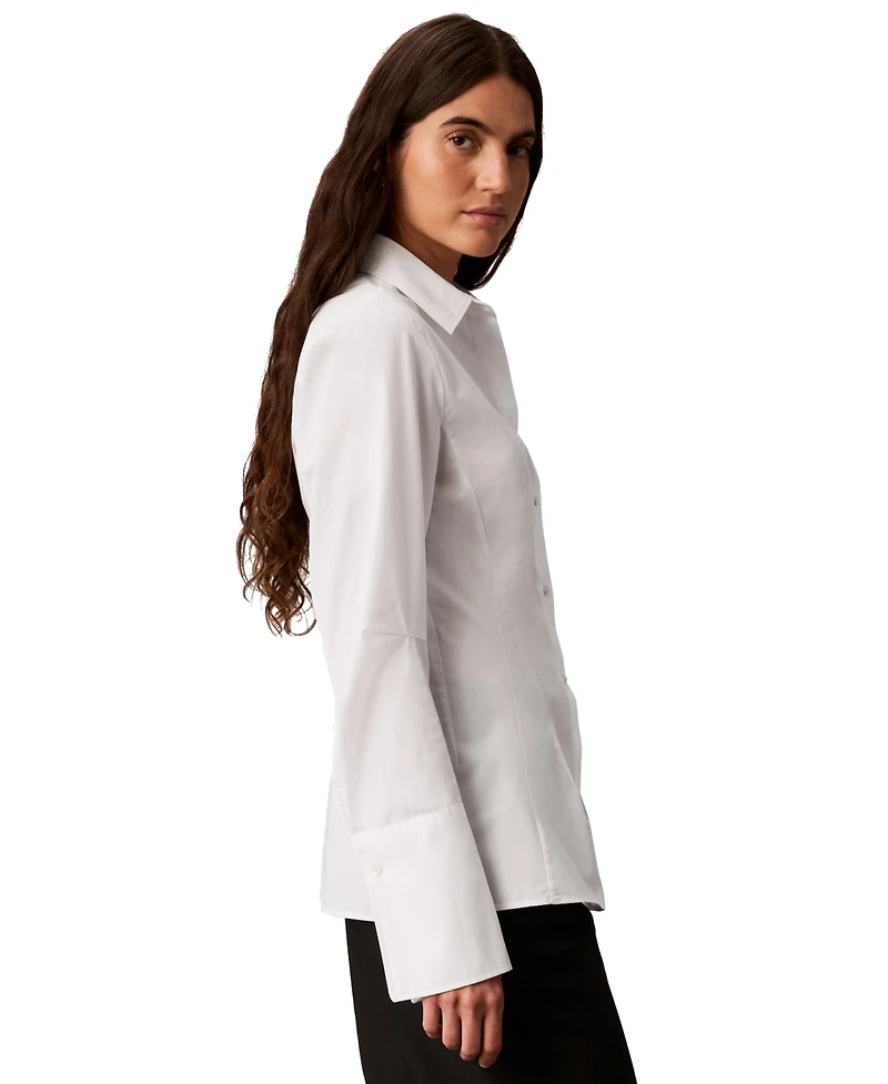 Calvin Klein Petite Button-Front Collared Shirt