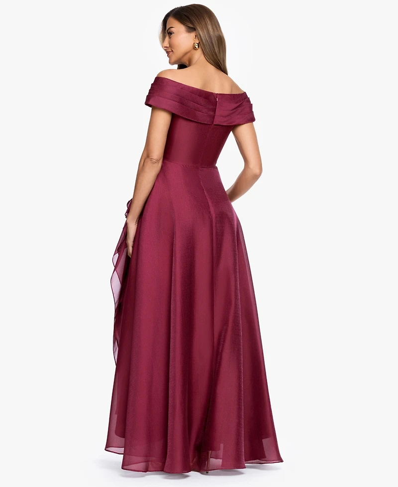 Xscape Women's Embroidered Floral Off-The-Shoulder Ball Gown