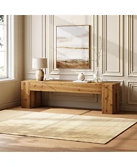 Tribesigns Solid Wood Tv Stand, 63" Rustic Extra Long Heavy Duty Media Tv Consoles Table with Sturdy Frame for Living Room