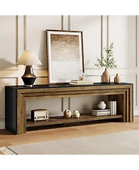 Tribesigns 70" Tv Stand for 65/70/75-Inch TVs, Farmhouse Long Entertainment Center with Open Storage Shelves