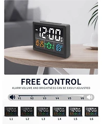 Jall 5.5 Inch Large Led Digital Alarm Clock 6 Brightness Levels 8 Sounds (30 to 85 dB) 9 Minute Snooze Usb Charger Temperature Display Plug