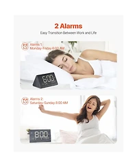 Neewer Digital Alarm Clock, Wooden Desk Clock with Dual Alarm, Usb Port, Snooze, Night Light, Voice Control, Adjustable Volume, Bedside Desktop Clock