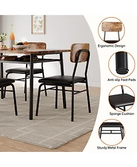 gaomon Space-Saving 5-Piece Dining Table Set Modern Kitchen Furniture with Storage Rack Wood Tabletop Upholstered Chairs