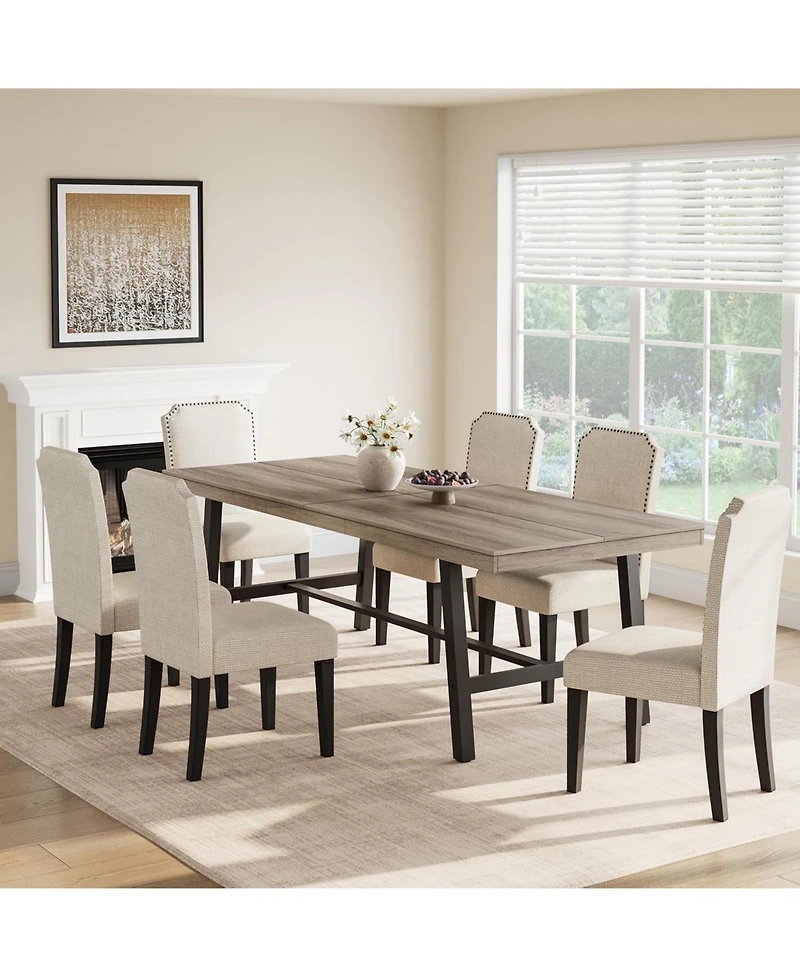 gaomon Industrial 86.61" Long Kitchen Dining Table for Dinner, Kitchen, Dining Room