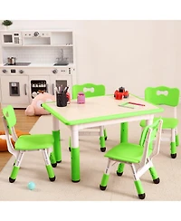 homfan Adjustable Kids Table and 4 Chairs Set, 31.5 Inch Multi Activity with Non Slip Legs for Playroom or Nursery