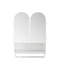 Phying 23.62 Inch Double-Arched Mirror Cabinet Modern 2-Door Metal Medicine Cabinet Wall Mounted Storage Cabinet