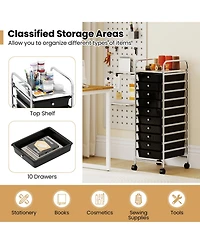 Slickblue Rolling Organizer Cart with 10 Drawers, Metal Frame and Universal Wheels