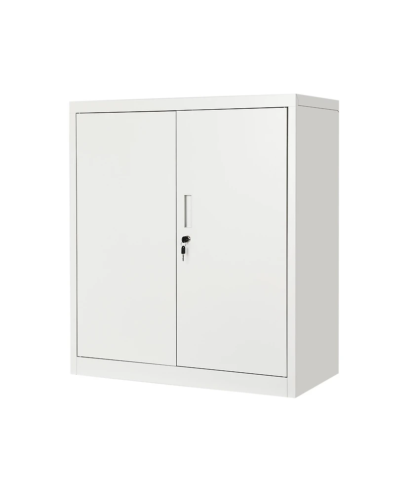 homfan Steel Storage Cabinet with Lock 36inch Tall Filing Locker 2 Adjustable Shelves - Secure Metal Organizer for Office, Home