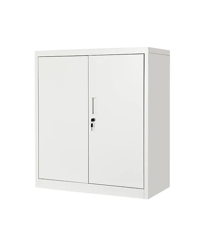 homfan Steel Storage Cabinet with Lock 36inch Tall Filing Locker 2 Adjustable Shelves - Secure Metal Organizer for Office, Home
