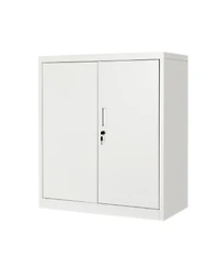 homfan Steel Storage Cabinet with Lock 36inch Tall Filing Locker 2 Adjustable Shelves - Secure Metal Organizer for Office, Home