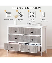 gaomon 6-Drawer Fluted Dresser, Wide Wood Chest with Deep Storage