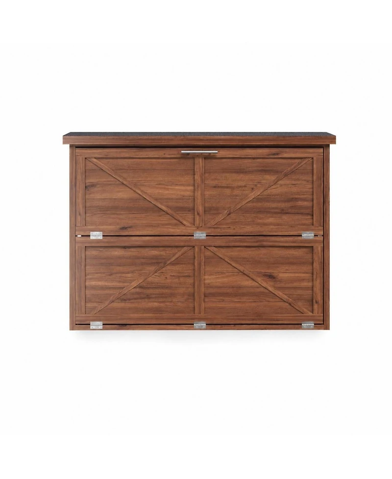 homfan Outdoor Tv Cabinet - Wall-Mounted Enclosure for TVs, Dual-Arm Steel Bracket, Weatherproof for Covered Patio and Pergola