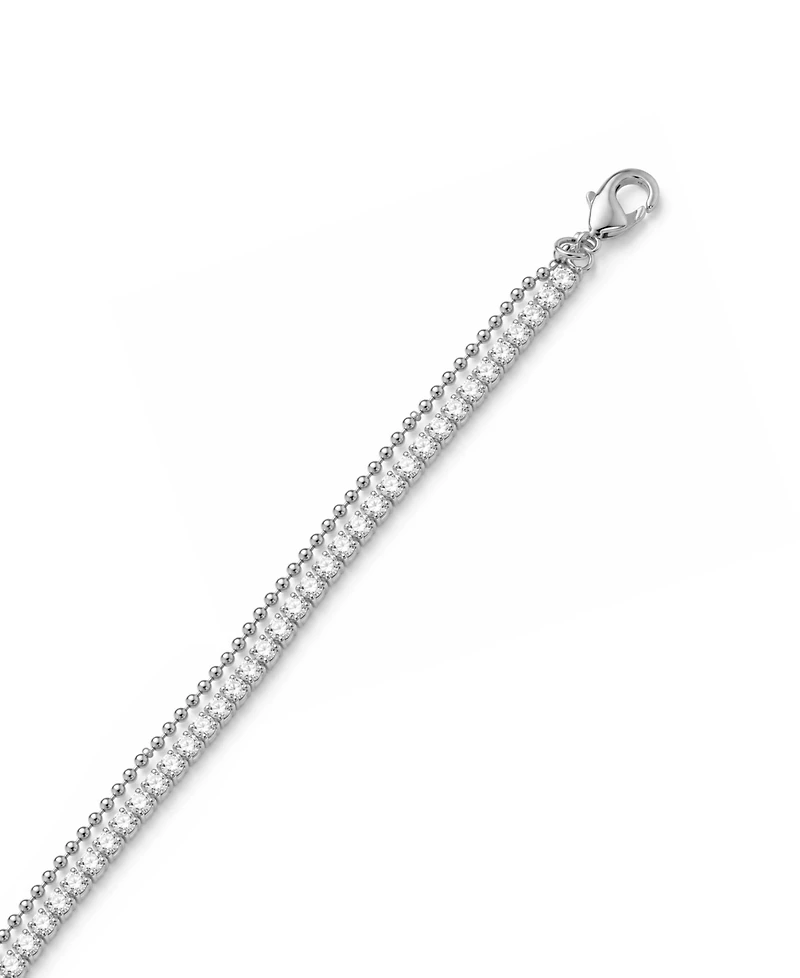 And Now This Crystal & Heart Double Row Ankle Bracelet