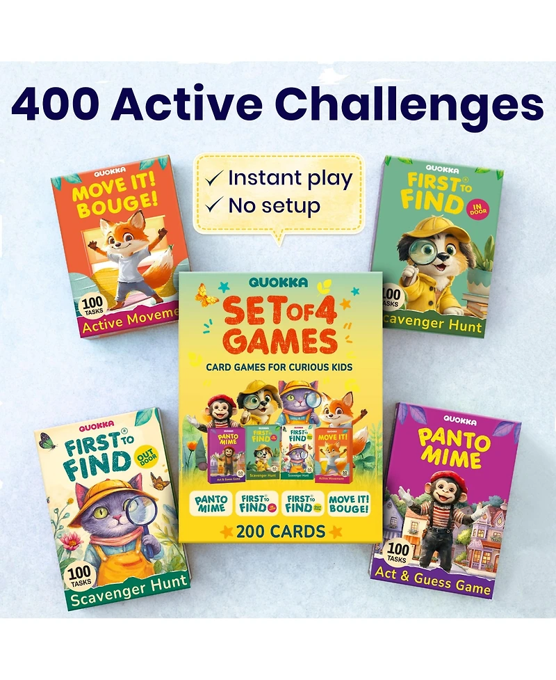 Quokka Active Movement Game for Kids Ages 4-8 – 100 Exercise Cards