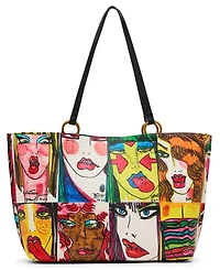 Betsey Johnson Faces Artwork Large Tote Handbag