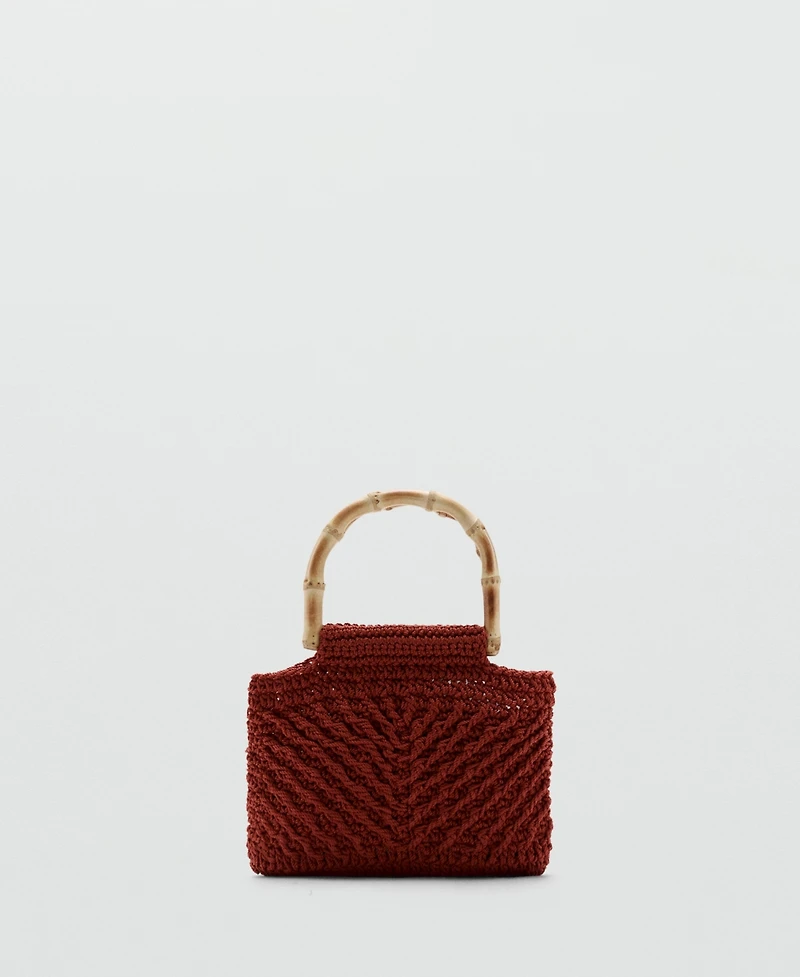 Mango Women's Bamboo Handle Handbag