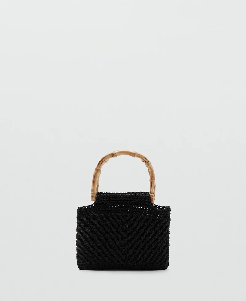 Mango Women's Bamboo Handle Handbag