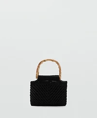 Mango Women's Bamboo Handle Handbag