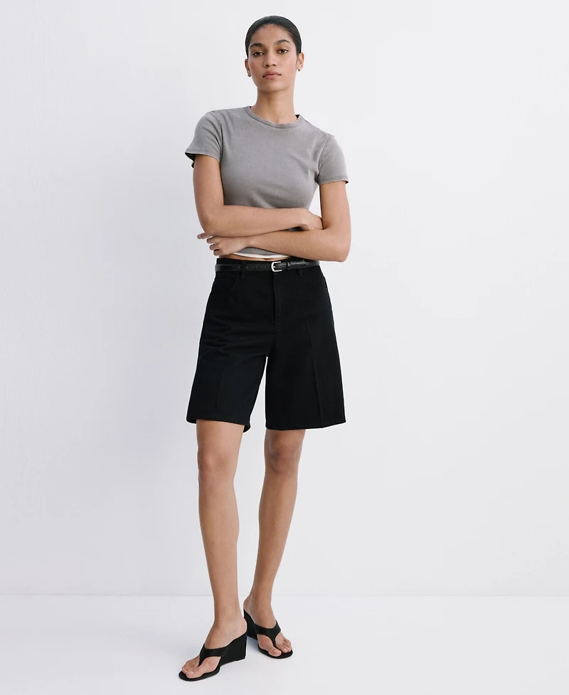 Mango Women's High-Waist Straight-Fit Denim Shorts