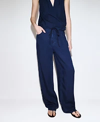 Mango Women's Bow And Belt Denim Jeans
