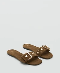 Mango Women's Buckle Leather Sandals