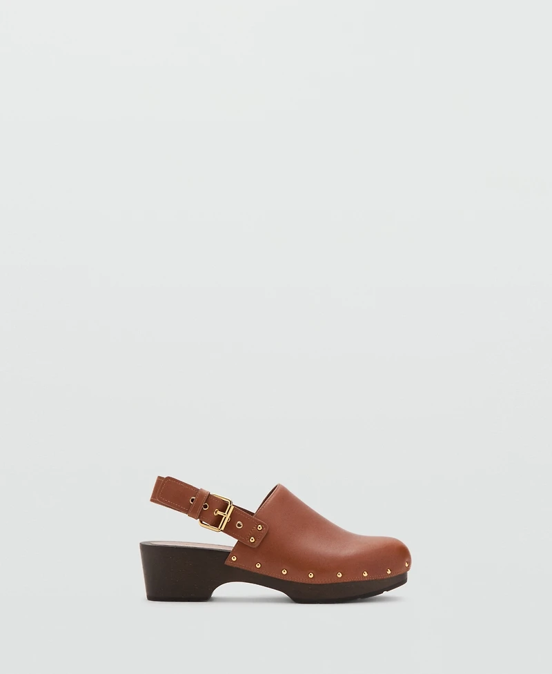 Mango Women's Leather Heeled Clogs