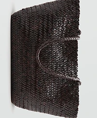 Mango Women's Woven Leather Shopper Bag
