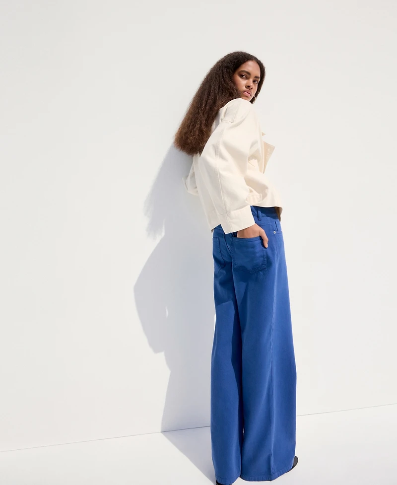 Mango Women's Low-Rise Wideleg Jeans