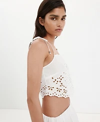 Mango Women's Embroidered Open-Work Top