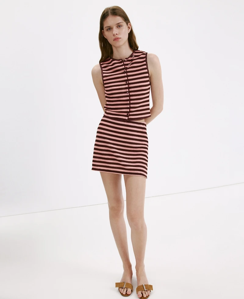 Mango Women's Striped Knit Top