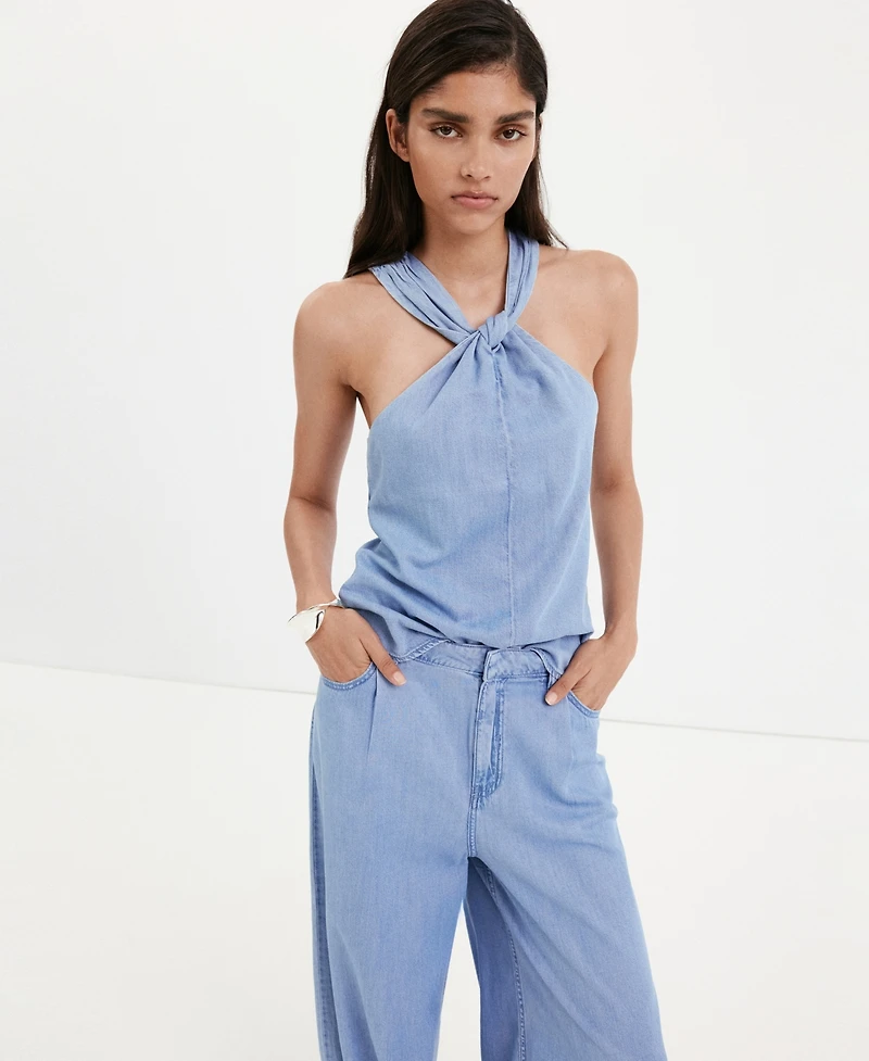 Mango Women's High-Waisted Baggy Jeans