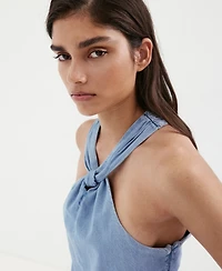 Mango Women's Crossed-Strap Denim Top